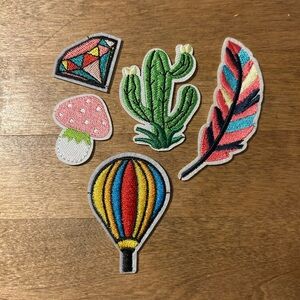 Multi Boho Iron On Patches, Set of 5